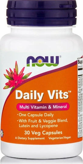 Now Foods Daily Vits Multivitamine voor energie, immuunsysteem en haar 30 plantaardige capsules
