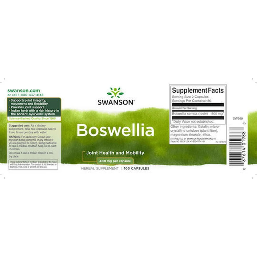 Swanson Boswellia 400mg 100 cáps.