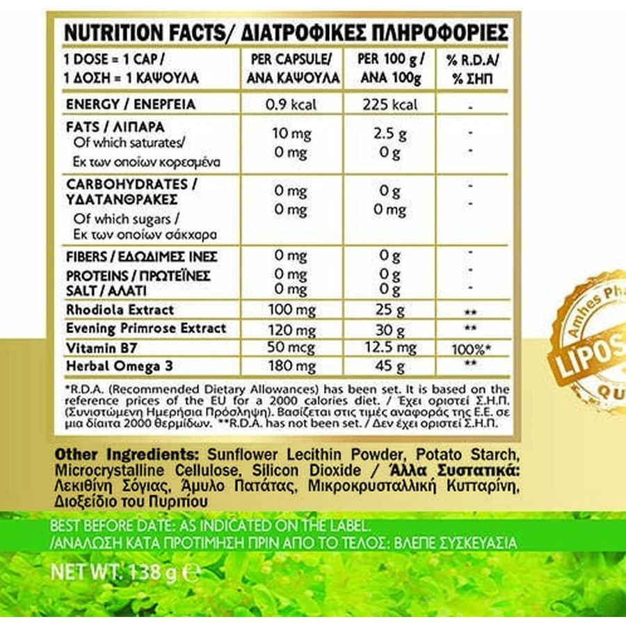 John Noa Rhodiola, Evening Primrose, B7, Omega 3 30 caps
