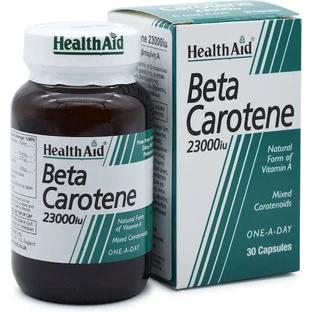 Health Aid Beta Carotene Vitamin for Hair, Skin & Antioxidant Action 23000iu Orange 30 caps