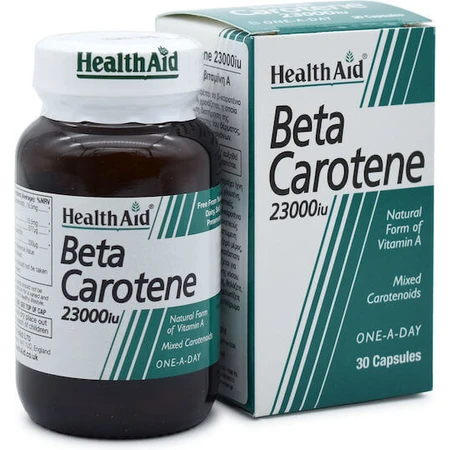 Health Aid Beta Carotene Vitamin for Hair, Skin & Antioxidant Action 23000iu Orange 30 caps