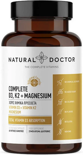 Natural Doctor Complete Complete D3, K2 & Magnesium Vitamine voor Versterking van het Immuunsysteem & Eiergezondheid 60 plantaardige capsules