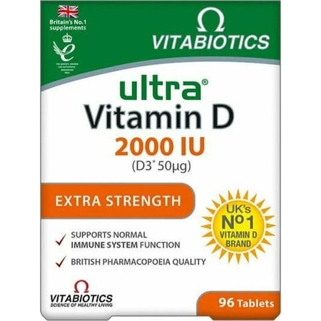 Vitabiotics Ultra Vitamina D D3 per il supporto immunitario e la salute delle uova 2000iu 50mg 96 Compresse