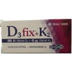 UNI-PHARMA D3 Fix + K2 Vitamina para el fortalecimiento del sistema inmunológico y la salud de los huevos 800iu 45mcg 60 Comprimidos