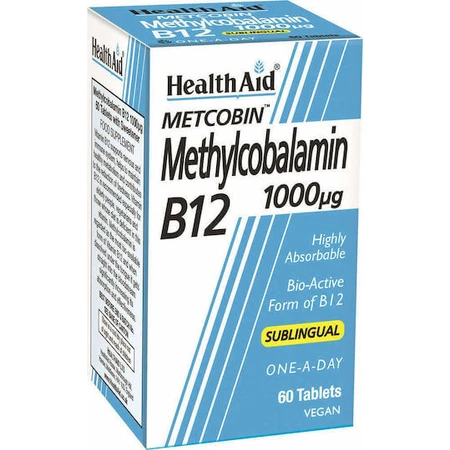 Health Aid Metilcobalamina Metcobina B12 Vitamina para la salud del sistema nervioso 1000mcg 60 Comprimidos