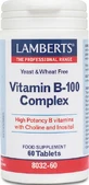 Lamberts Vitamine B-100 Complex Vitamine voor Energie, Immuunsysteem & Zenuwstelsel Versterking 100mg Energie 60 Tabletten