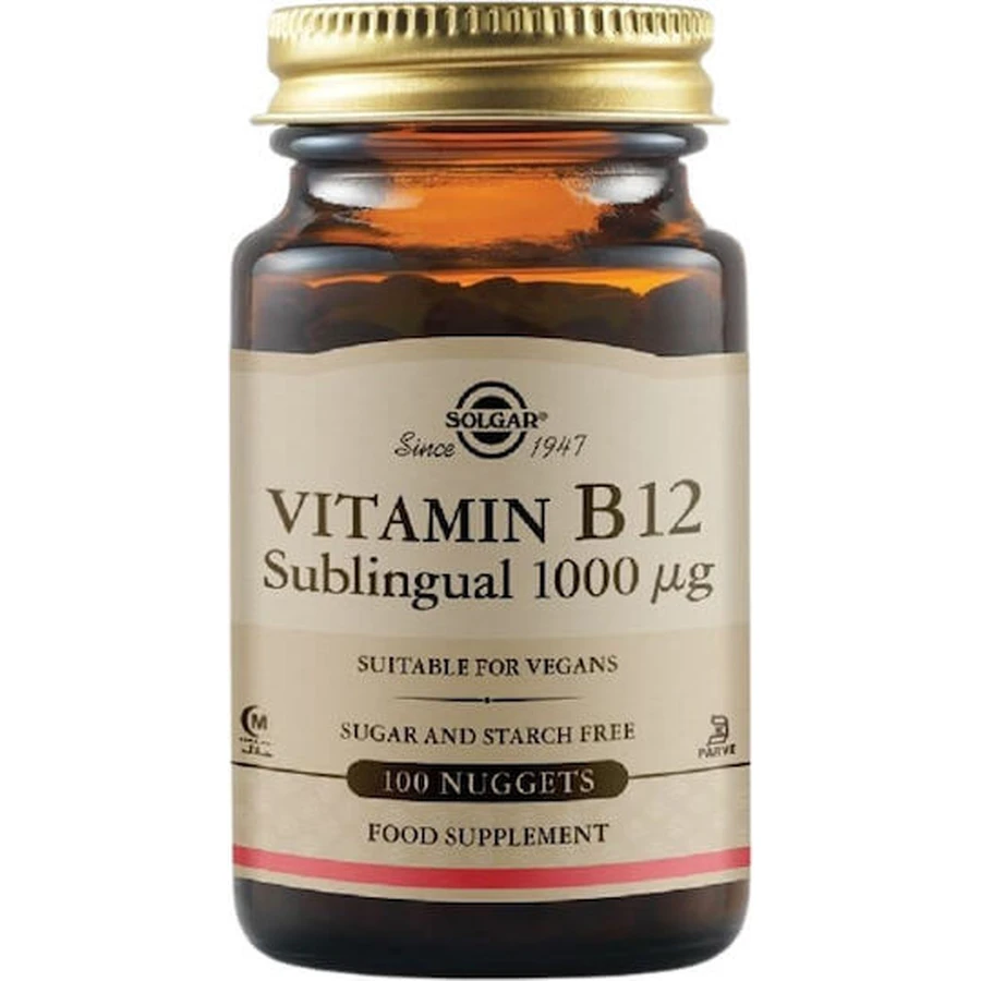 Solgar Vitamine B12 voor de gezondheid van het zenuwstelsel 1000mg 100 tabletten voor sublinguaal gebruik