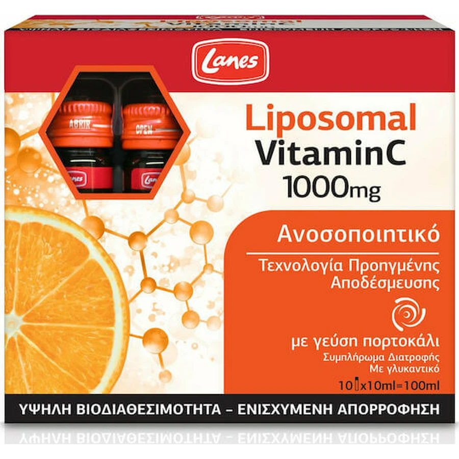 Lanes Liposomal Vitamin C Vitamina pentru Întărirea Sistemului Imunitar, Pielea & Acțiune Antioxidantă 1000mg Portocaliu 100ml