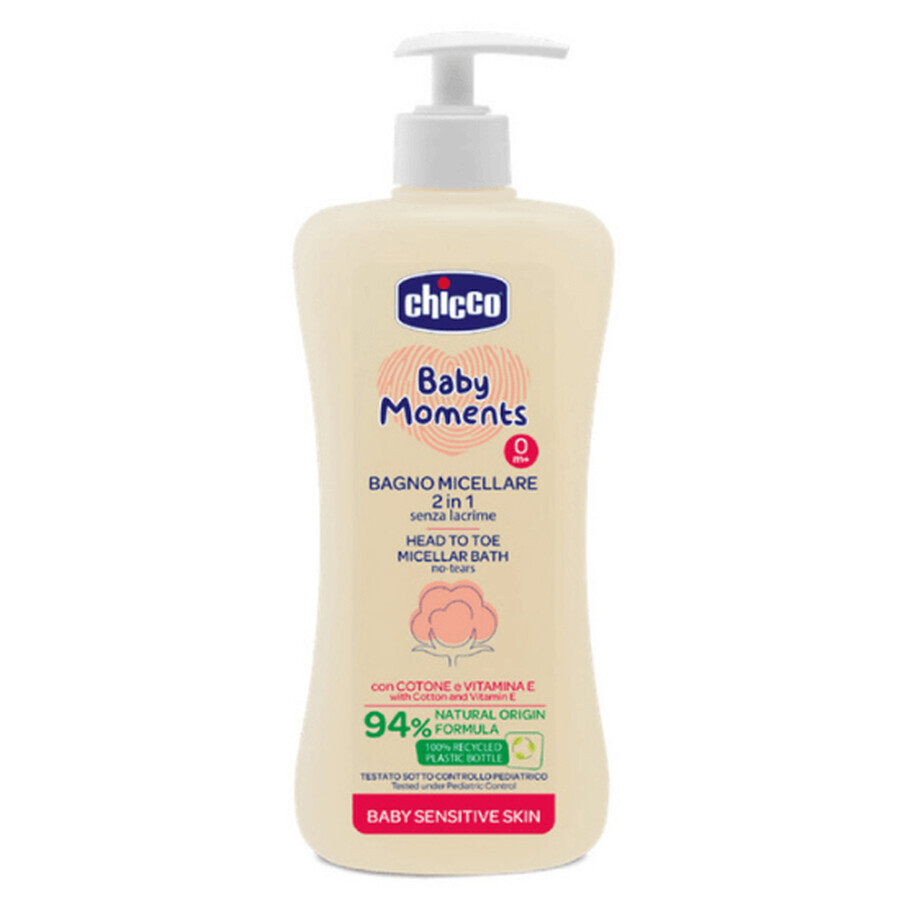 Baby Moments Sensitive dermatological shampoo and shower gel, 500 ml, +0 months, Chicco