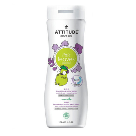 Champú y gel de ducha 2 en 1 vainilla y pera Little Leaves, 473 ml, Attitude