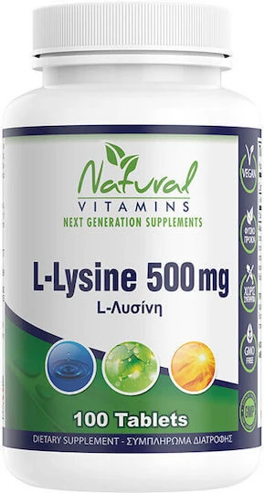 Natuurlijke Vitaminen L-Lysine 500mg 100 tabletten Niet-gearomatiseerd