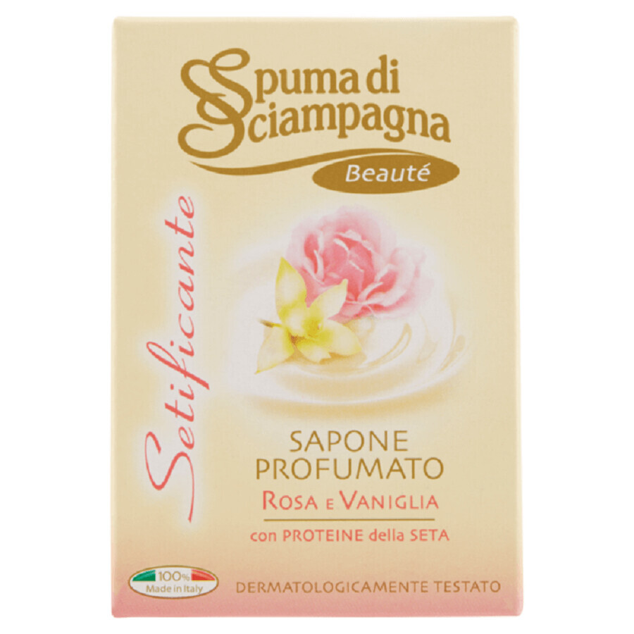 Saponetta alla rosa e vaniglia, 90 gr, Setificante, Spuma di Sciampagna