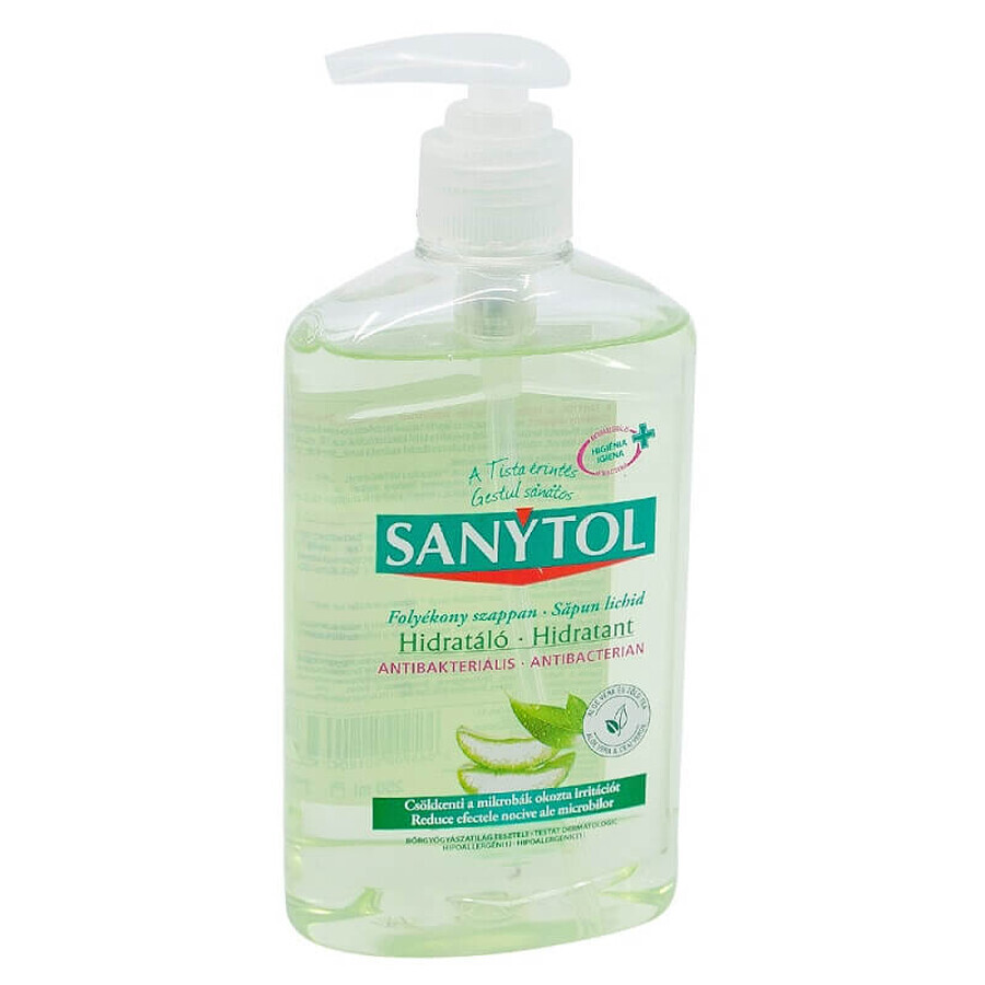 Sapun lichid antibacterian cu aloe vera si ceai verde, 250 ml, Sanytol