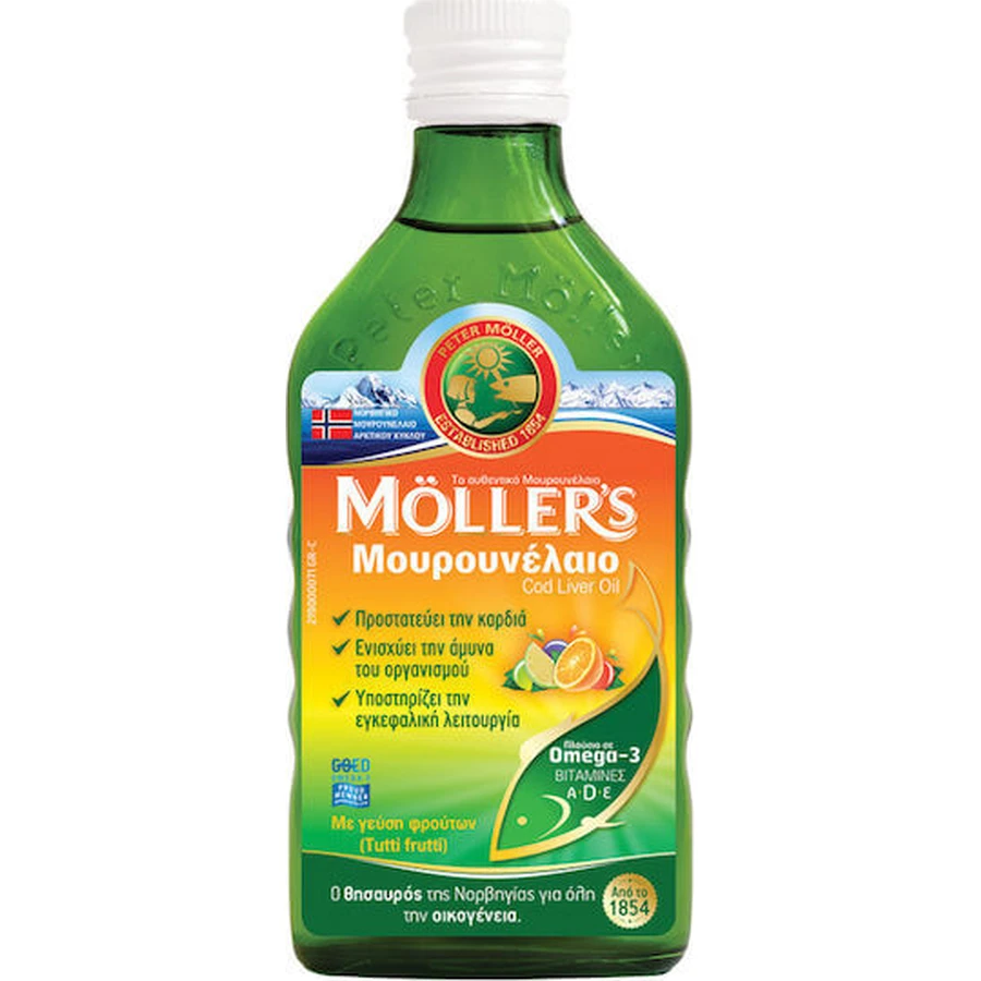 Moller's Cod Liver Oil Aceite de hígado de bacalao apto para niños 250ml Tutti Frutti