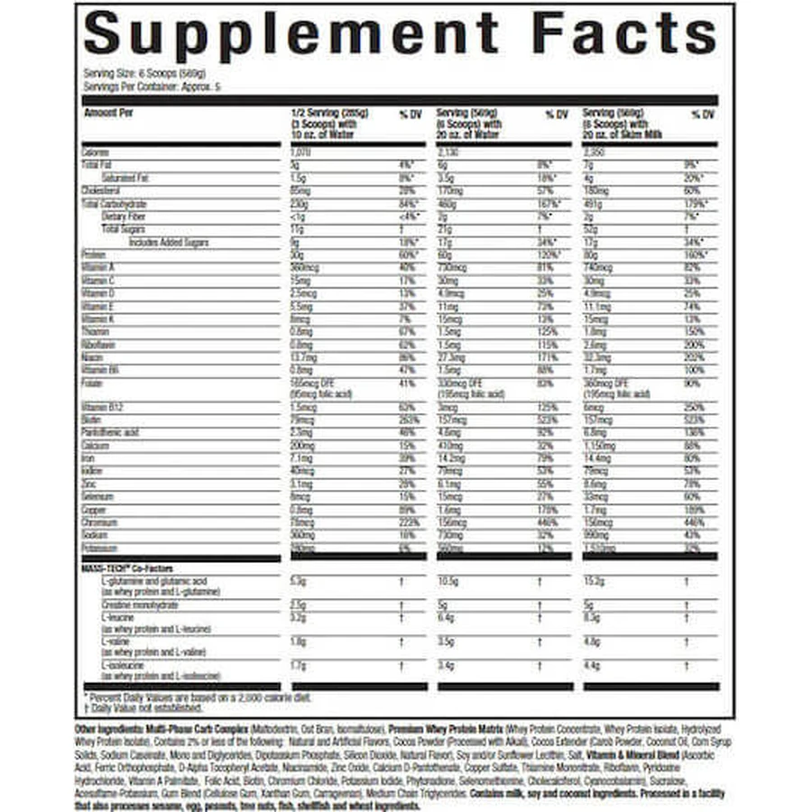 MuscleTech Masstech Masstech Flavored Vanilla Milkshake 2.72kg