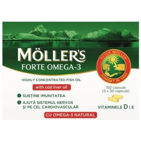 Moller's Forte Omega-3 Levertraan 150 caps Niet-gearomatiseerd