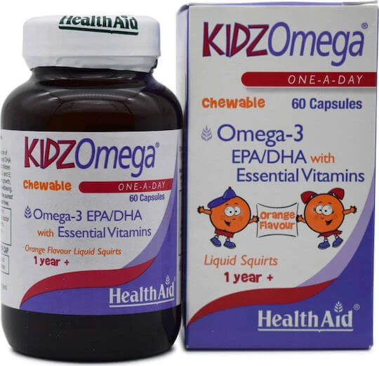 Health Aid KidzOmega One A Day Kauwbare Omega 3 Visolie Geschikt voor Kinderen 60 kauwtabletten Sinaasappel