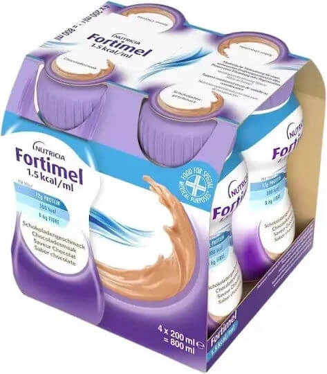Nutricia Fortimel 1,5kcal Speciaal Voedingssupplement 4 x 50ml Chocolade