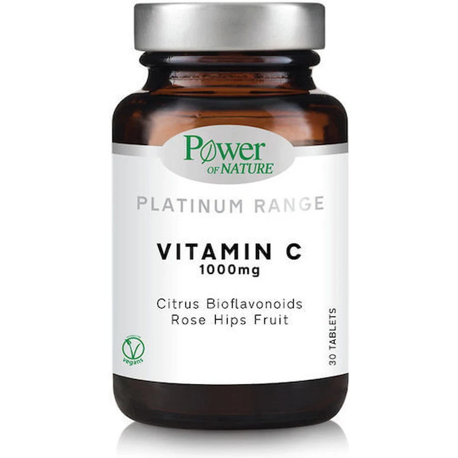 Power Of Nature Platinum Range Vitamin C Vitamin C Citrus Bioflavonoids Rosehip Rosehip Fruit for Immune System Strengthening, Skin & Antioxidant Action 1000mg 30 Tablets