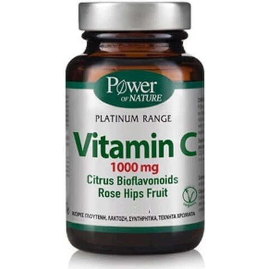 Power Of Nature Platinum Range Vitamin C Vitamin C Citrus Bioflavonoids Rosehip Rosehip Fruit for Immune System Strengthening, Skin & Antioxidant Action 1000mg 30 Tablets