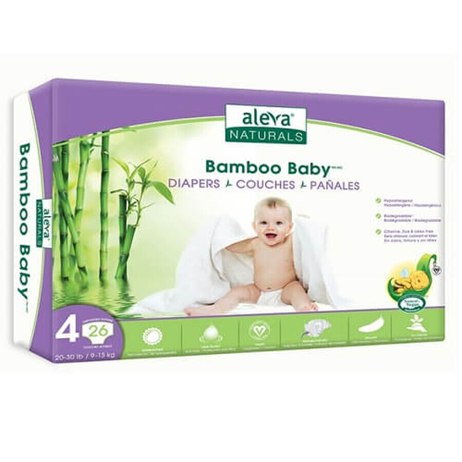 Scutec Bamboe Baby nr.4, 9-13Kg, 26 stuks, Aleva Naturals