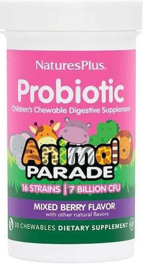 Nature's Plus Animal Parade Probiotic Probiotic voor kinderen 30 kauwtabletten Gemengde bessen