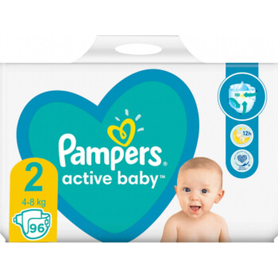 Diapers Active Baby No. 2, 4-8kg, 96 pieces, Pampers