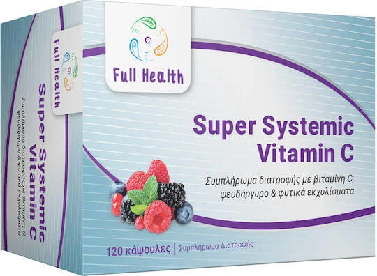 Full Health Super Systemic Vitamine C voor versterking van het immuunsysteem, de huid en antioxidanten 120 plantaardige capsules