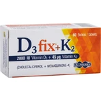 UNI-PHARMA D3 Fix + K2 Vitamine pour le Renforcement du Système Immunitaire et la Santé des Œufs 2000iu 45mcg 60 Comprimés
