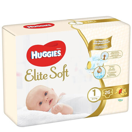 Convi Elite Soft Diaper No. 1, 3-5 kg, 26 pieces, Huggies