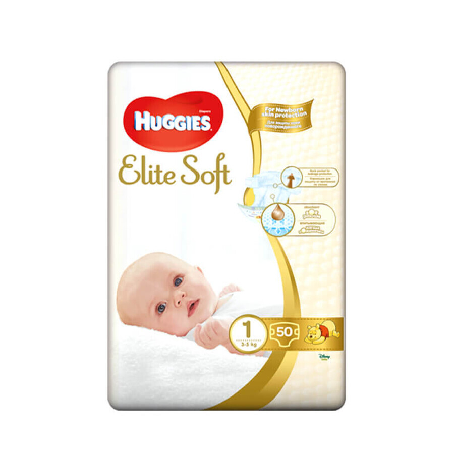 Pannolini Elite Soft n. 1, 3-5 kg, 50 pezzi, Huggies