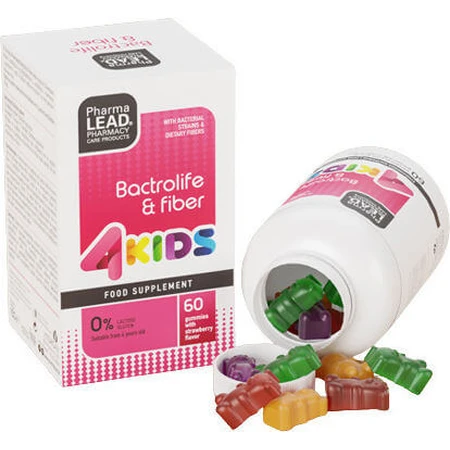Pharmalead Bactrolife & Fibre 4kids Probiotic Probiotika 60 Erdbeer-Gelee-Bonbons