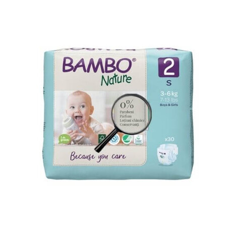 Windeln Nr. 2, 3- 6 kg, 30 Stück, Bambo Nature