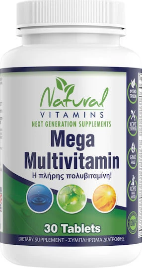 Natuurlijke Vitaminen Mega Multivitamine Multivitamine voor energie, versterking immuunsysteem & haar 100mg 30 tabletten