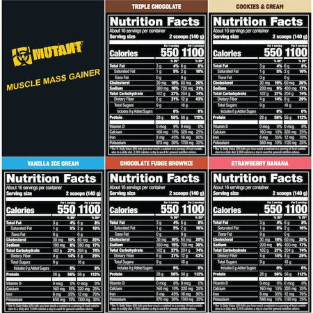 Mutant Mass Muscle Mass Gainer al gusto di biscotti e crema 2,27 kg