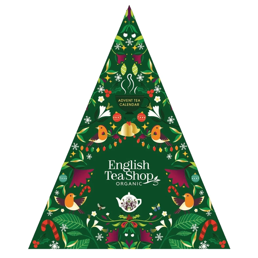 English Tea Shop Organic set, calendario de adviento, triángulo verde, tés bio pirámide, 13 sabores, 2g x 25 bolsitas