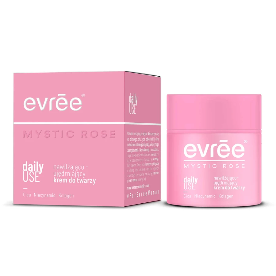 Evree Rosa Mística Uso Diario, crema facial hidratante y reafirmante, 50 ml