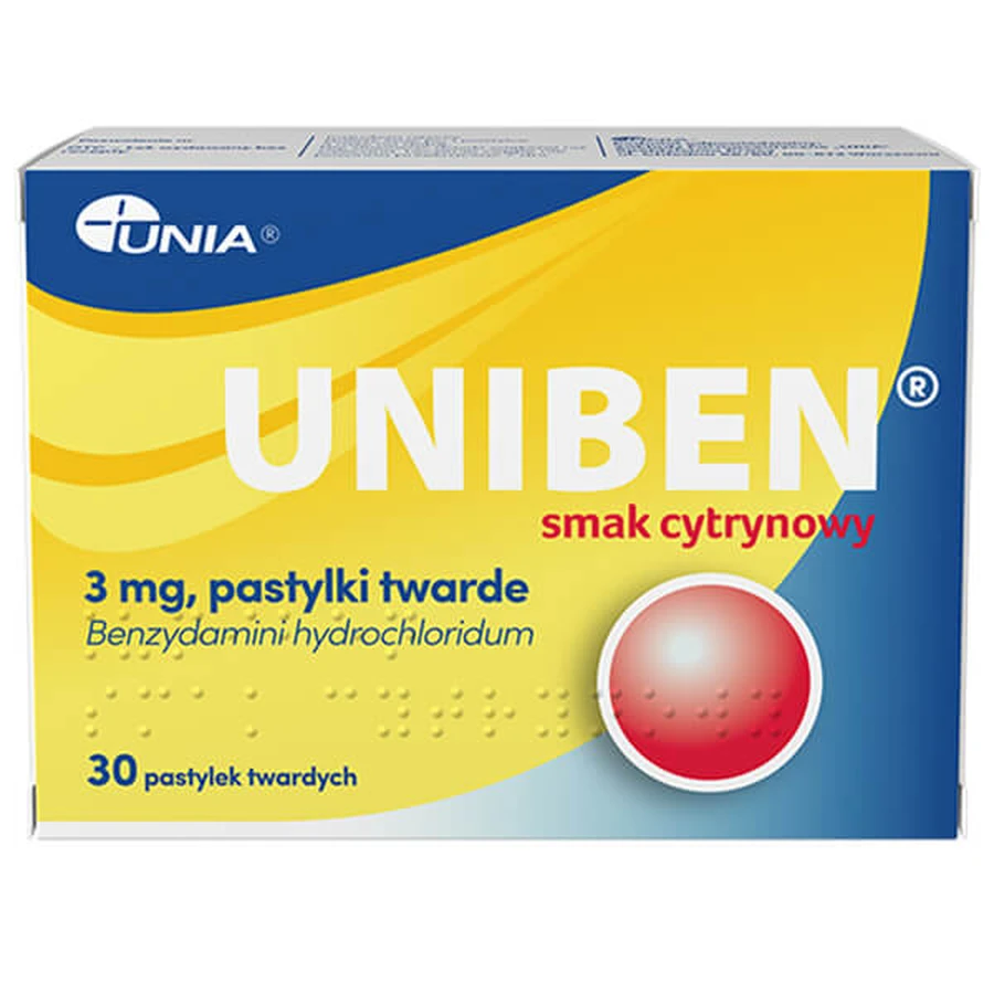 Uniben 3 mg, Zitronengeschmack, 30 harte Lutschtabletten