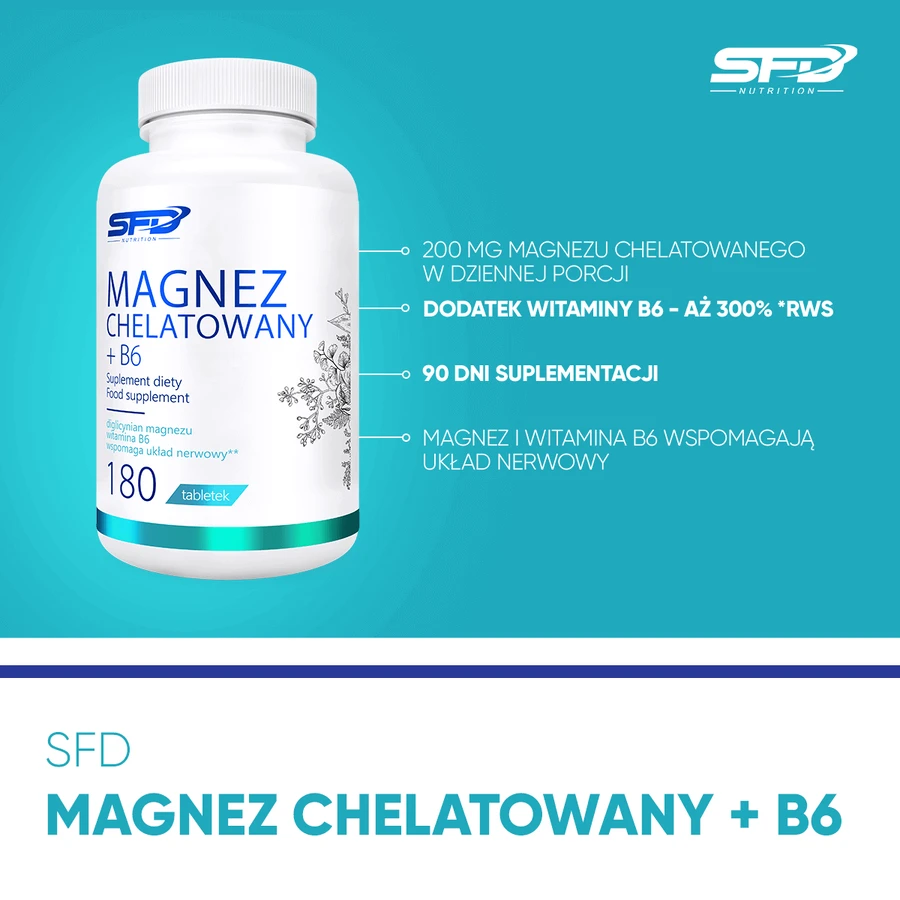 SFD Magnesio quelado + B6, 180 comprimidos