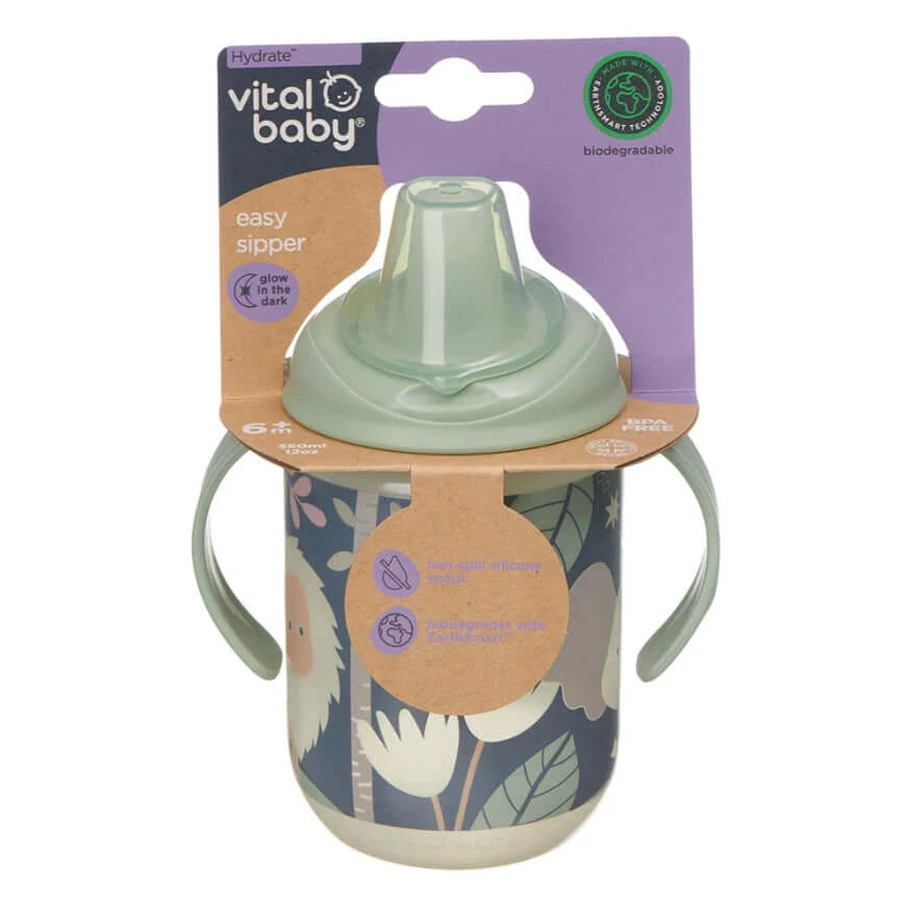 Non-Spilling Cup With Soft Tip 350ml Glow In The Dark Earthsmart Vital Baby