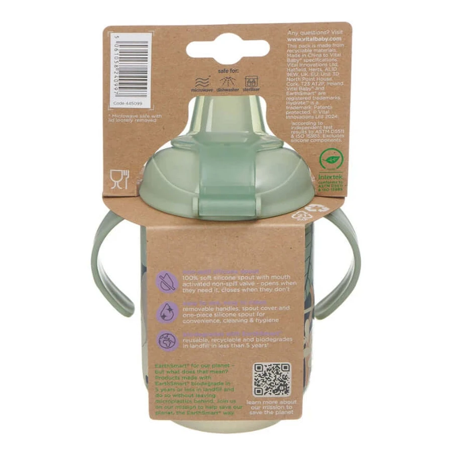 Non-Spilling Cup With Soft Tip 350ml Glow In The Dark Earthsmart Vital Baby