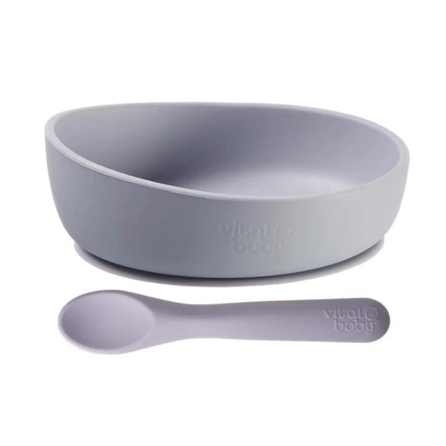 Silikon-Vakuumbecher und Löffel-Set Violet Vital Baby