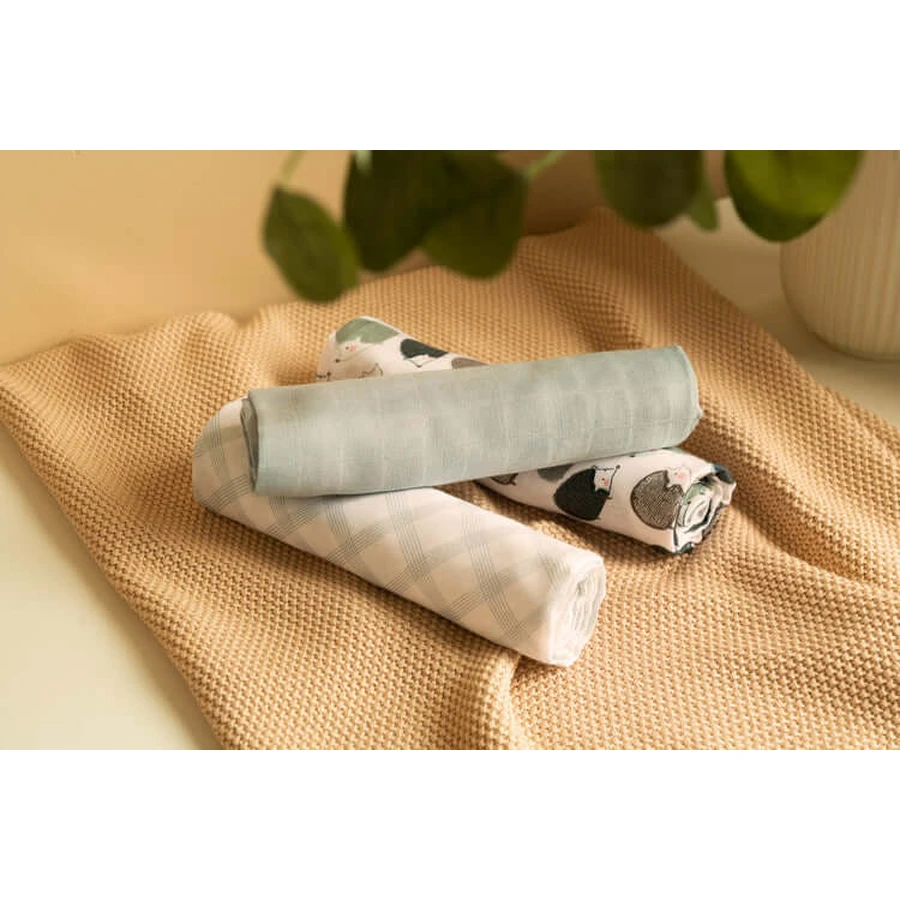 Bamboe Luiers 3 Stuks Egel Blauw 70X80 Sensillo