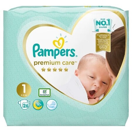 Scutece Premium Care Newborn Nr. 1, 2-5 kg, 26 bucati, Pampers