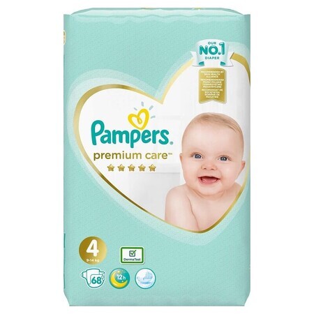 Pannolini Premium Care n. 4, 9-14 Kg, 68 pezzi, Pampers