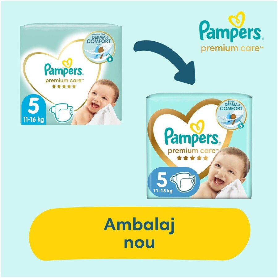 Scutece Premium Care Nr. 5, 11-16 Kg, 88 bucăți, Pampers