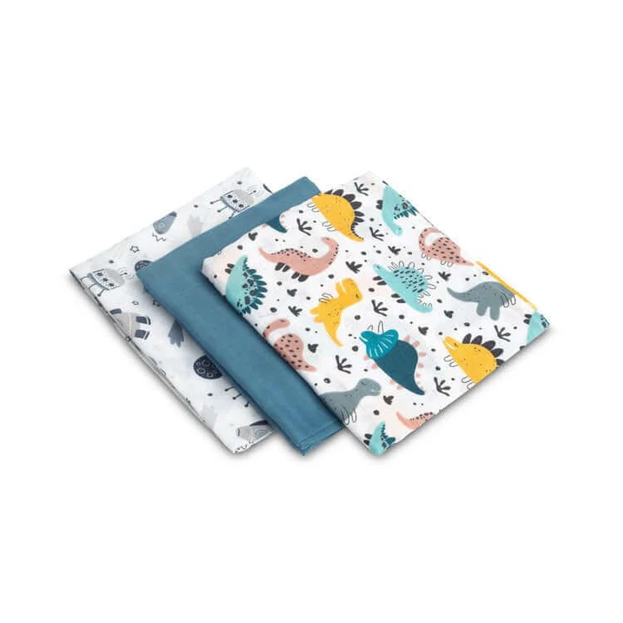 Muslin Nappies 3 Count Blue 70x80cm