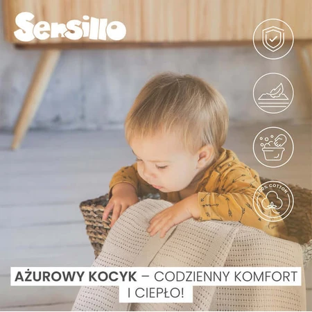 Decke 100% Baumwolle Moli Elfenbein Sensillo