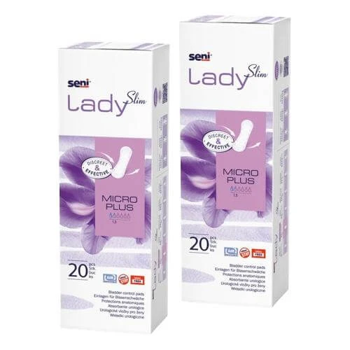 SENI LADY SLIM MICRO PLUS Anatomiczne wkładki urologiczne, 2 x 20 szt