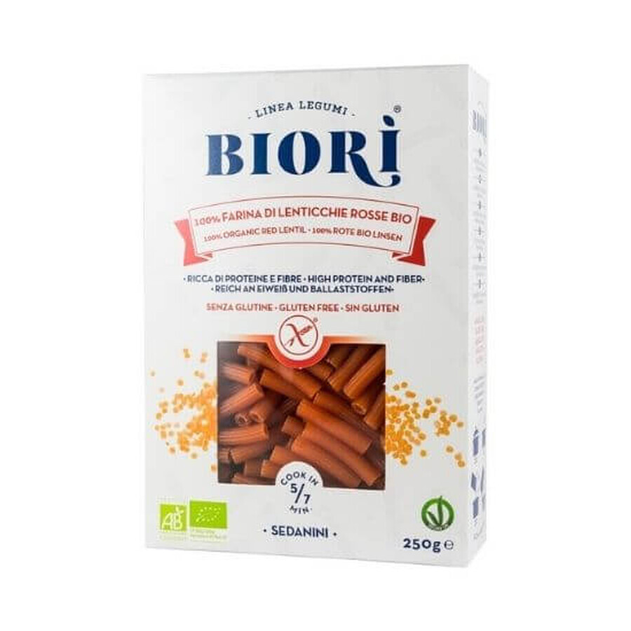 Sedanini aus roten Linsen, 250 g, Biori